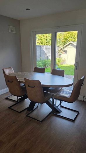 Ez Living Oval Rustic Oak Dining Table and Chairs
