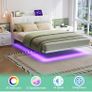 Floating Double Bed Frame with Upholstered Headboard Storage, White 135x190cm Metal Bed Frame with LED Lights & USB Charging Station, 4ft6 Platform Bed, Heavy Duty Metal Slats, Noise Free Image 7