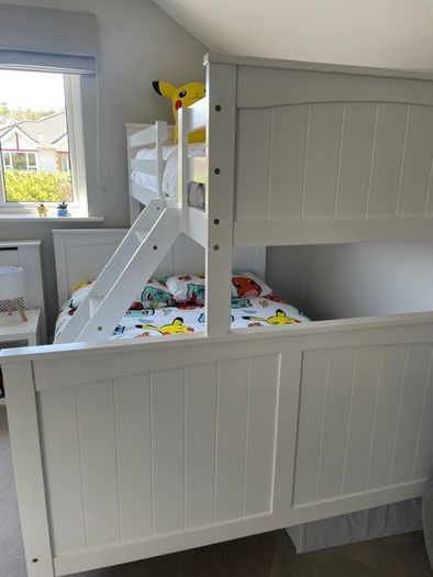 Harvey Norman Triple Bunk Bed, Double and Single, White, Mattresses Included