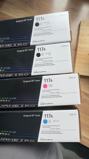 Original HP 117A Laser Toner Cartridges, Black, Cyan & Magenta