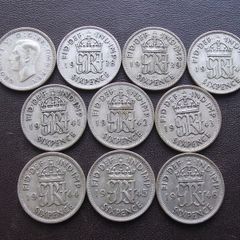 Great Britain. George VI. 10 Silver@6 pence Full run of the years (1937-1946)