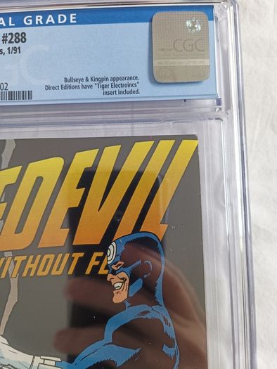 Daredevil Issue 288 CBCS / CGC 9.4 Bullseye Certified Graded Comic Framed  DC Marvel