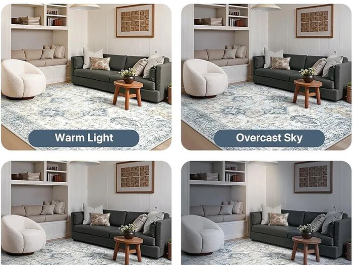 Large Washable Rugs for Living Room 200x290cm, Extra Large Area Rug, Vintage Boho Rugs, Low Pile, Non-Shedding, XXL Carpet, Traditional Oriental Design, Dining Room, Home Office, Bedroom