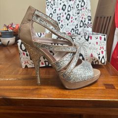 Brand New Kurt Geiger Silver Glitter High Heels