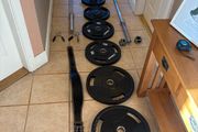 Superior Urethane Olympic Weights And Barbells Set!!