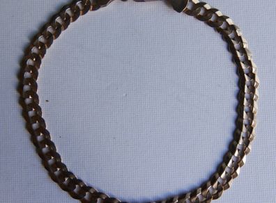 Vintage 9Ct Solid Gold 375 Flat Curb Link Chain. Bracelet 4,46g - L 7,2"