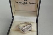 New silver identity ring in box