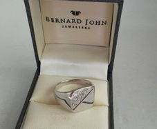 New silver identity ring in box