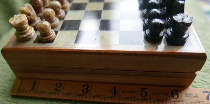 Chess Set made from Stone and Wood 6,5" x 6,5"