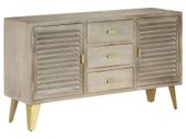 Drawer Cabinet Solid Mango Wood Grey with Brass 140x40x80 cm