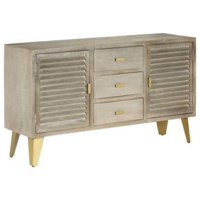 Drawer Cabinet Solid Mango Wood Grey with Brass 140x40x80 cm