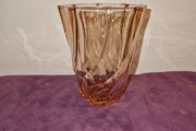 Vintage Luminarc France Pink Swirl Glass Vase