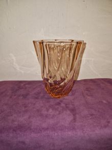 Vintage Luminarc France Pink Swirl Glass Vase