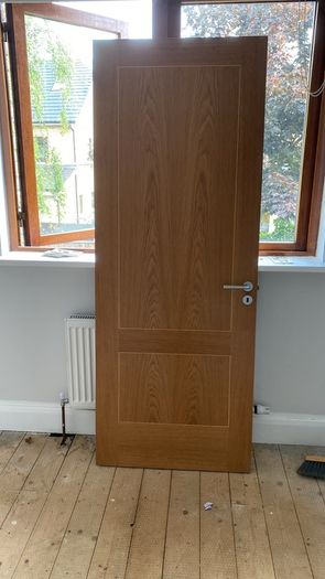 Oak Doors, solid oak frames, architrave and skirting.
