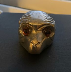 Victorian Silver  Monkey Head Inkwell