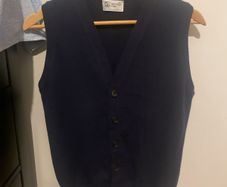 Dark Navy 100% cashmere sleeveless cardigan