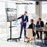 Mobile TV Stand on Wheels, Rolling TV Cart with Media Shelf, TV Mount Stand with Tilt, 2 Level Height Adjustable Low Profile Design for 23 60in LED/LCD/OLED TVs, Holds 25kg, Max VESA 400x400mm Image 4