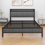 King Size Bed Frame with Storage and Headboard Shelf, Upholstered Bed Image 6