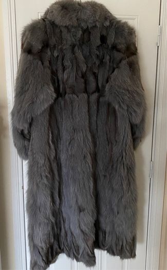 Luxury real Fox coat gray blue
