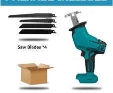18V 4000rpm/min Cordless Reciprocating Saw with 4 Blades Metal Wood Cutting Machine Electric Saw for Makita 18V Battery