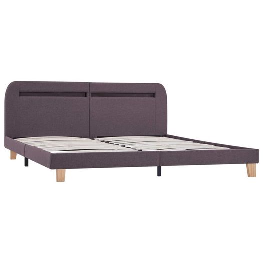 Bed Frame with LED Taupe Fabric 150x200 cm