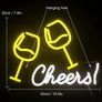 Neon Sign Double Wine Glass with Cheers, Cheers Words Neon Light (15.9 inch x 7.9 inch) Image 2