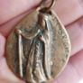 Antique Large 2" Catholic St. Brigitte Religious Pendant Image 8