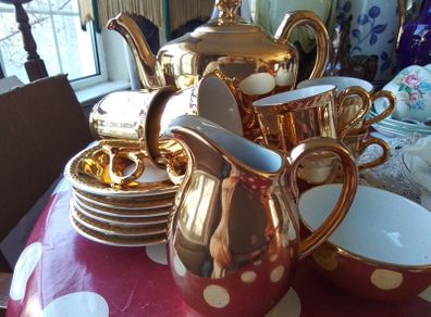 Royal Worcester Gold Lustre Fire Proof Coffee Set