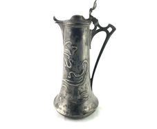 Rare antique art nouveau pewter claret jug