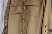 River Island Khaki Utility Blouse with Gold Buttons Sz 12 UK