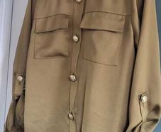 River Island Khaki Utility Blouse with Gold Buttons Sz 12 UK