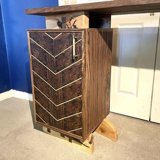 Walnut and Sycamore handcrafted bar cabinet