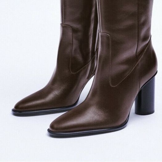 Zara Leather Over The Knee Boots