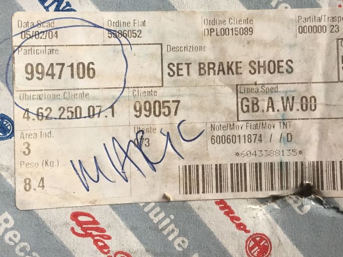 Rear Brake Shoes (Fiat  Alfa Romeo)