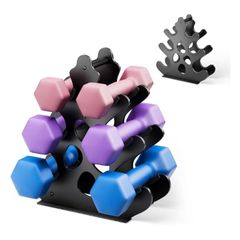 Dumbbell Rack Stand Dumbbells Not Included with Soft Rubber Protection, Ergonomic Handle & Coral-Inspired Style Compact Weight Storage Solution