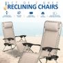 Set of 2 Sun Lounger Garden Chairs With Cup And Phone Holder - Deck Folding Recliner Zero Gravity Outdoor Chair MULTIPLE COLOURS AVAILABLE (FREE POSTAGE) Image 3