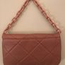 Long & Son London dusky pink heart handbag clutch bag with plastic chain Image 3