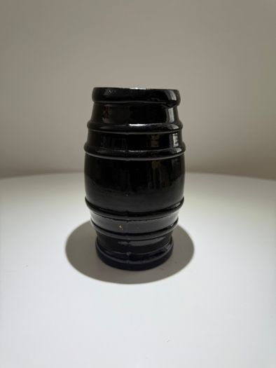 Pair of Antique Victorian Black Glass Barrel Jars (c. 1850s)