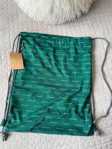 Brand New Skoda Drawstring Gym Bag Backpack with Zip Pocket