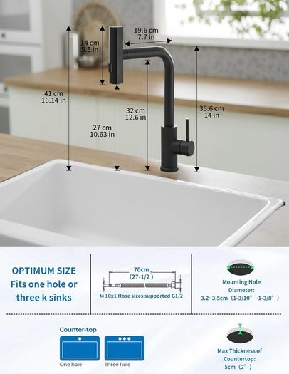 Black modern kitchen tap