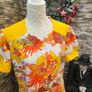 Vintage 60s 70s Yellow floral mini dress small medium Image 7