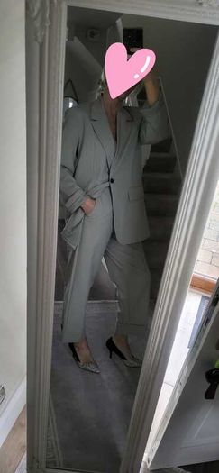 ZARA Pistachio Green Blazer + Ankle Length Wide Leg Pants Sz L - Fit 12-14UK - Bnwt Rrp 99