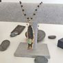 Necklace Black Kyanite With Black Beads Rosary Chain Unique Black Image 3