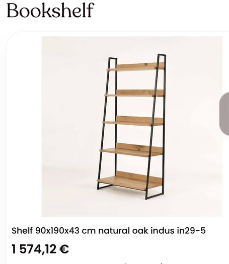 Oak & metal bookcase