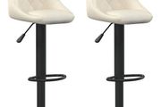 Bar Stool | Set of 2 | Cream | Velvet and steel | Adjustable | Modern