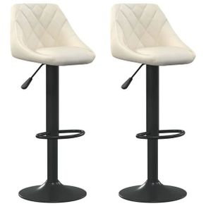 Bar Stool | Set of 2 | Cream | Velvet and steel | Adjustable | Modern