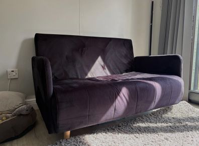 2 Seater Suede Pull-Out Sofa Bed