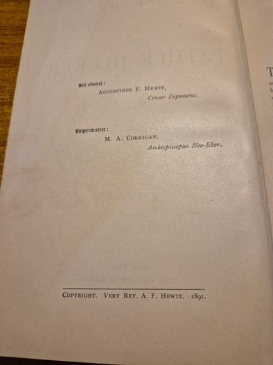 Antique 1891 Life of Father Hecker. Religious.
