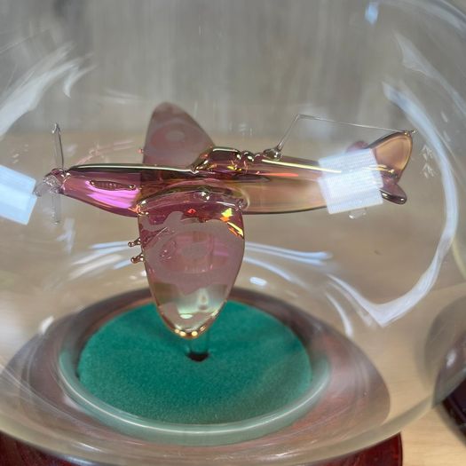 Vintage Northumbrian Glass Tiger Moth and Spitfire Glass Plane Ornament