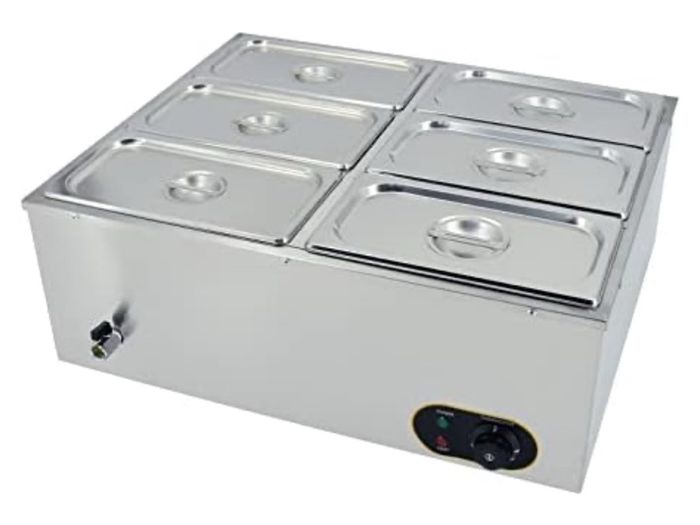 220v food heater Bain Marie 6- pan plate container food heater electric desktop steam table stainless steel large capacity buffet